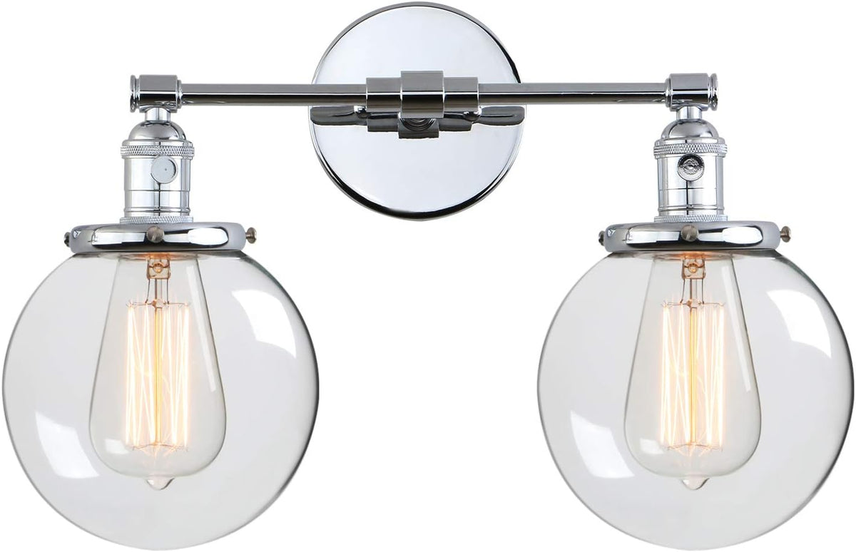 Clear Double Sconce Wall Light with Glass Round Canopy X59107
