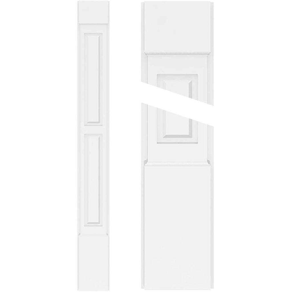 Two Equal Raised Panel PVC Pilaster with Capital and Base (Pair) N326719
