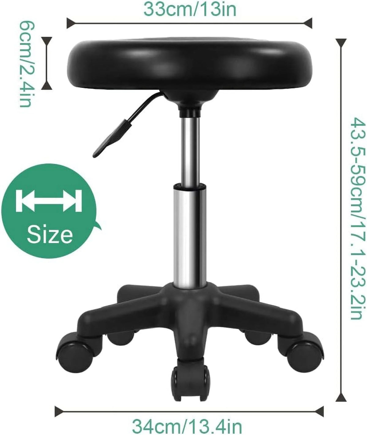 Round Swivel Stool with Wheels Black K5709