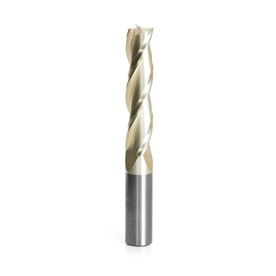 CNC Carving 0.10 Deg Angle Straight Flat Bottom 1/2 D x 2-1/4 CH x 1/2 SHK x 4 inch Long 3 Flute L419250
