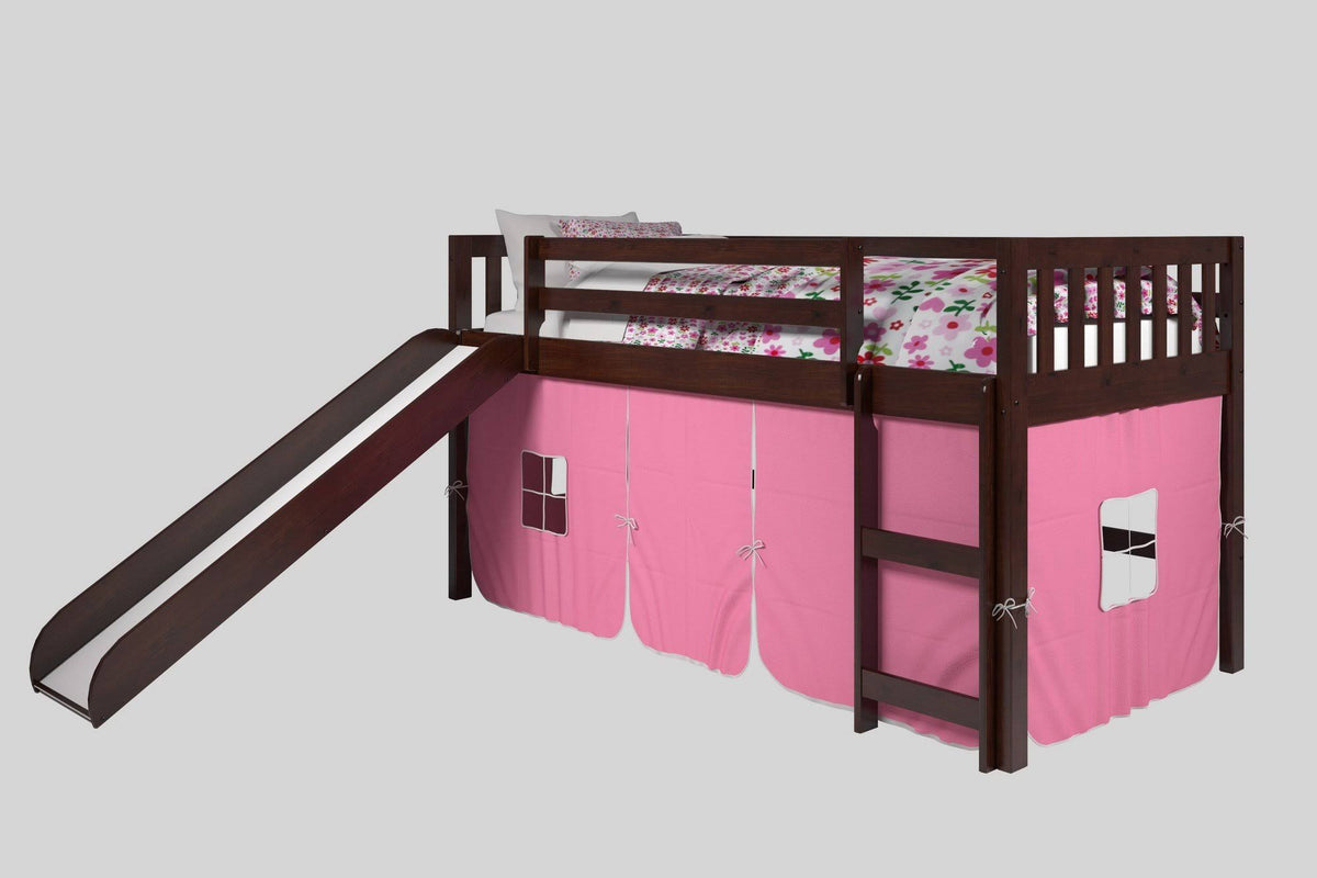 Twin Low Loft Bed with Slide Cappuccino C6587