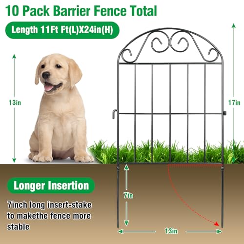 20 Panels Collapsible Garden Fence Animal Barrier, 22 Ft x 24 in Rustproof Metal Wire Panel, Green F58147