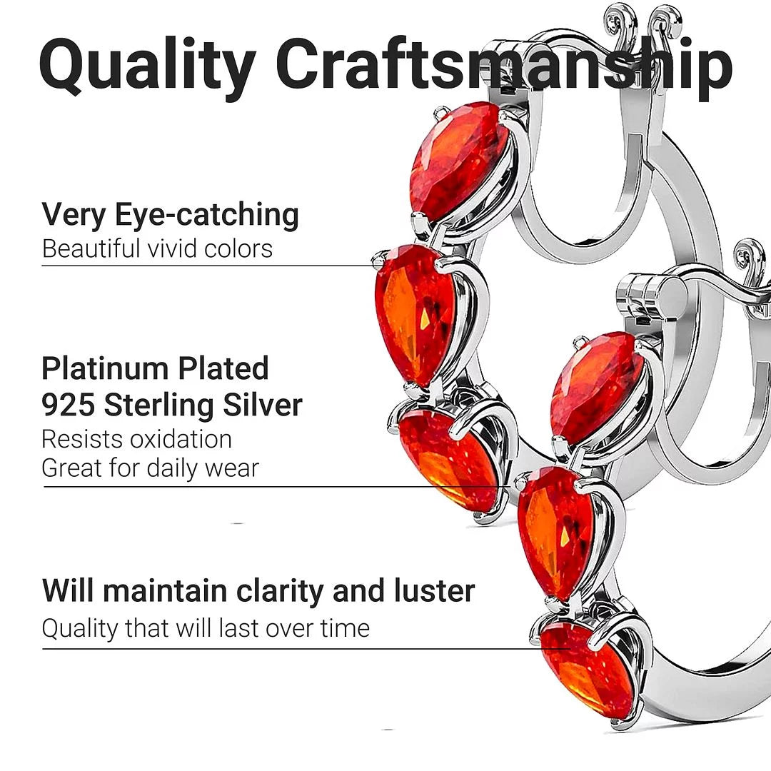 Orange Huggie Hoop Earrings Cubic Zirconia J430