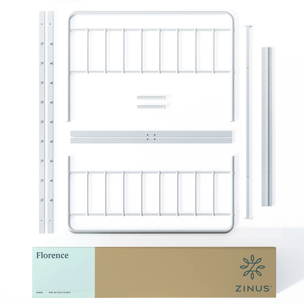 White Full Metal Platform Bed Frame M581862