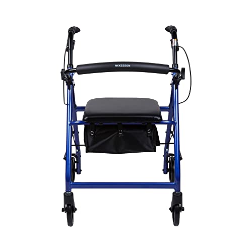 Red Lightweight Aluminum Rollator Walker with Seat and Wheels, 300 lbs Weight Capacity R6139
