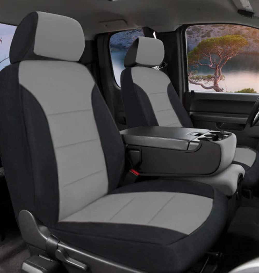 Custom Fit Pickup Truck Neoprene Front Seat Covers Gray Black X434