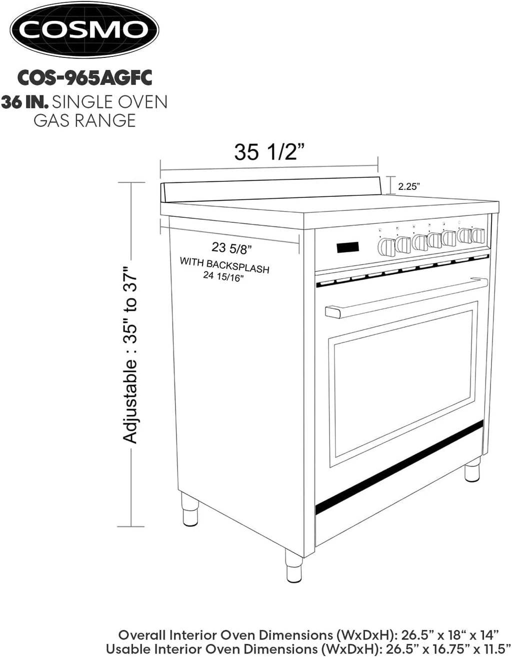 36-in 5 Burners 3.8-cu ft Convection Oven Freestanding Gas Range W7444