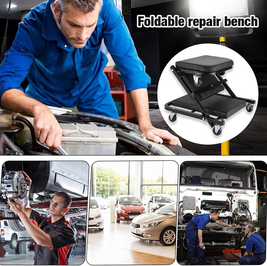 36 Inches Adjustable Rolling Garage Creeper with 6 Swivel Casters P893644