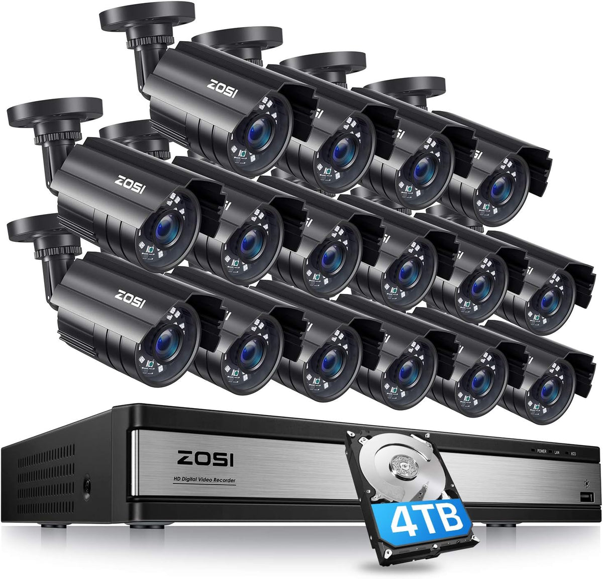 1080p 8CH Security Camera System with 4 Weatherproof Cameras S599245