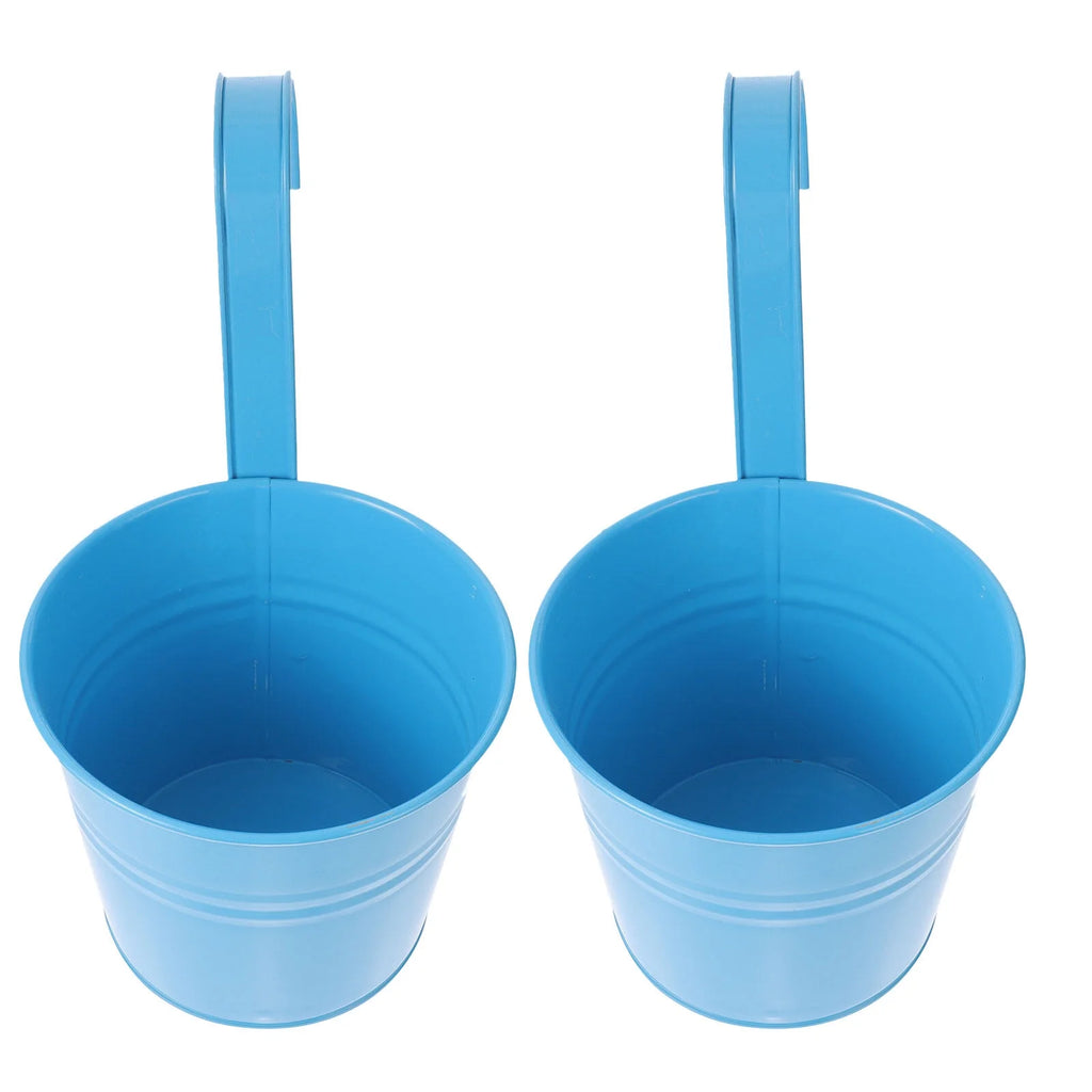 Vintage Hanging Flower Pots Plant Bucket Tinplate Planters E5872