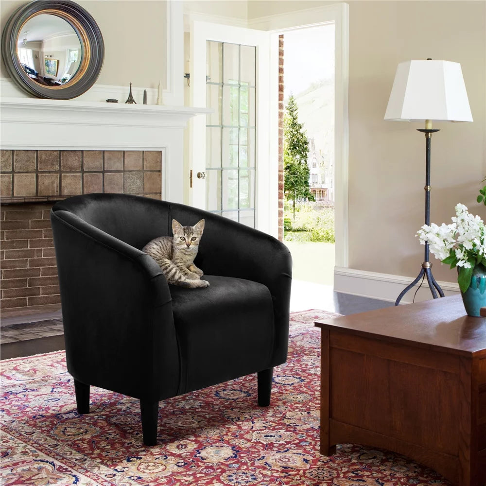 Black Velvet Barrel Accent Chair P61348