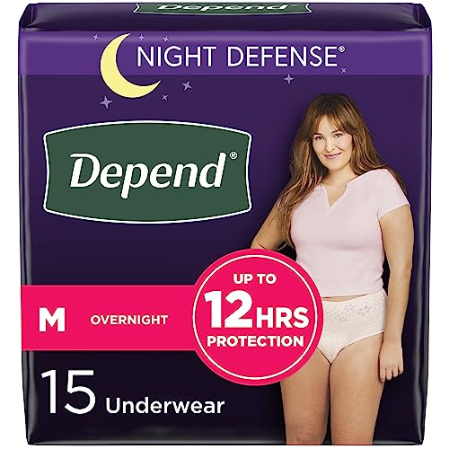 Disposable Overnight Adult Incontinence Underwear for Women, Medium, Blush, 15 Count U311