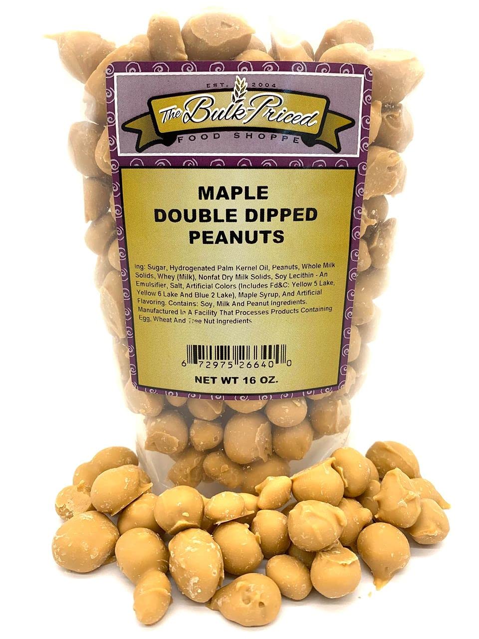 Maple Double Dipped Peanuts, 1 lb. Resealable Zip Lock Stand Up Bag B785481
