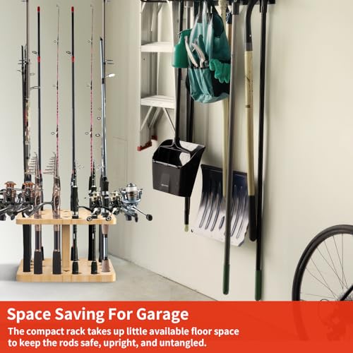 Natural Wooden Fishing Rod Storage Rack Q423194