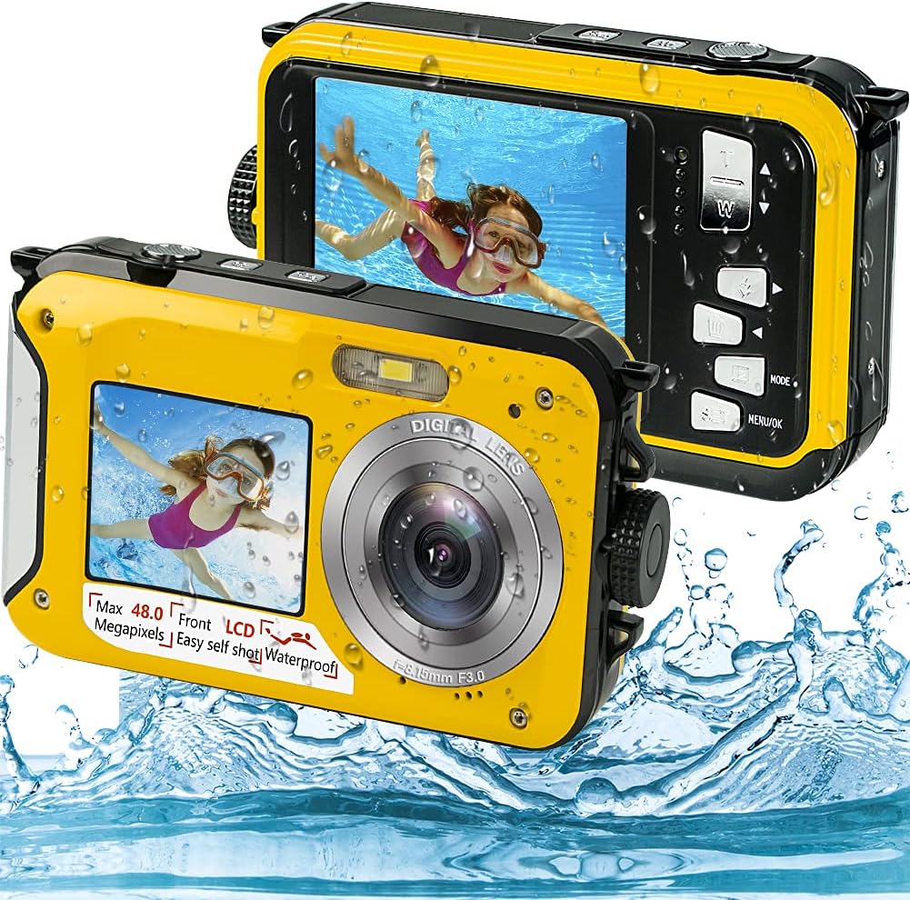 Waterproof Camera Full HD 2.7K 48MP Digital with Dual Screen E4393