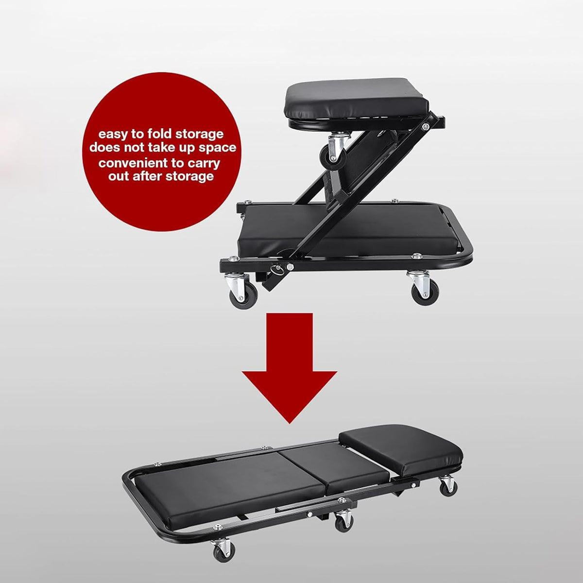 36 Inches Adjustable Rolling Garage Creeper with 6 Swivel Casters P893644