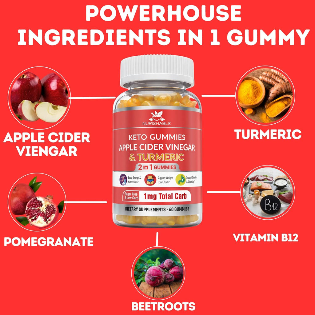 ACV Keto Gummies with Apple Cider Vinegar and Turmeric - 60 Gummies L3553