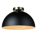 Matte Black 1-Light Semi-Flush Mount with Gold Accent H18404