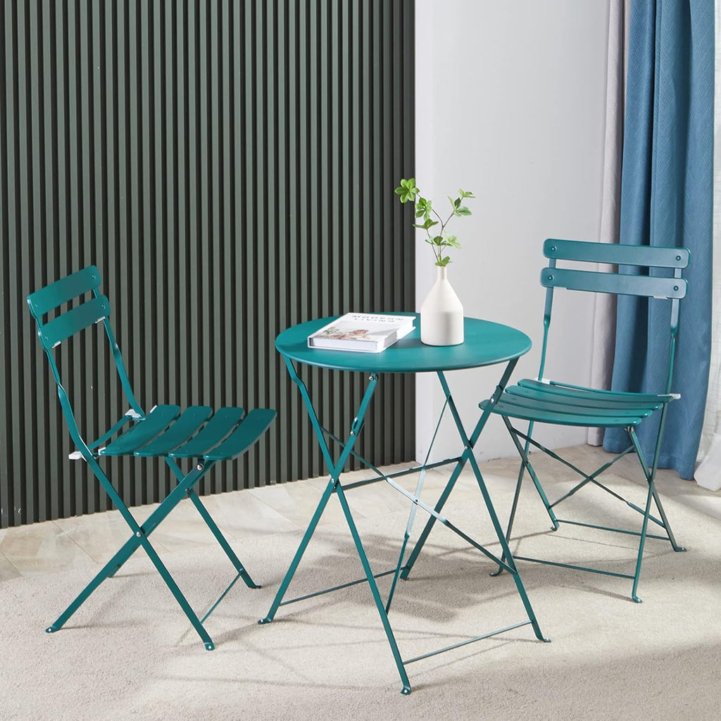 3-Piece Steel Patio Bistro Set Navy Blue S5676