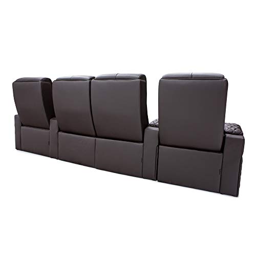 Top Grain Leather Power Recliner with Power Headrests and Power Lumbar (Row of 2, Brown) X675616