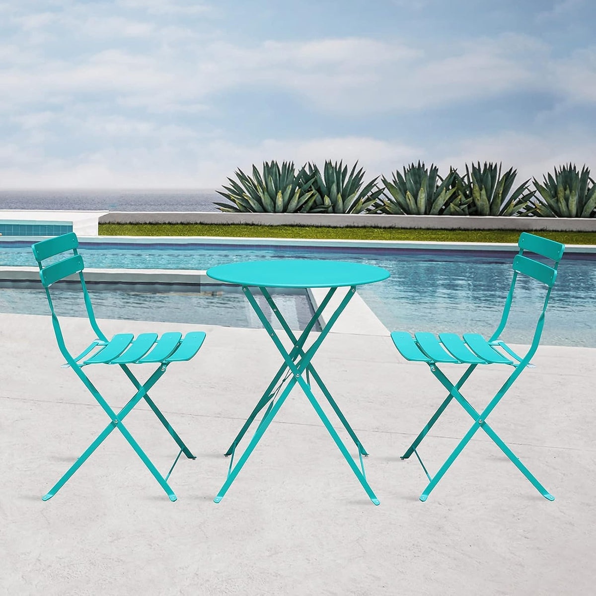 3-Piece Steel Patio Bistro Set Navy Blue S5676