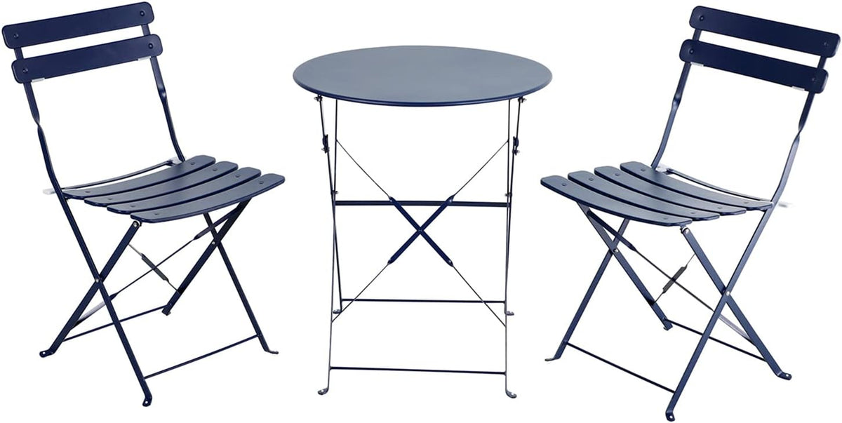3-Piece Steel Patio Bistro Set Navy Blue S5676