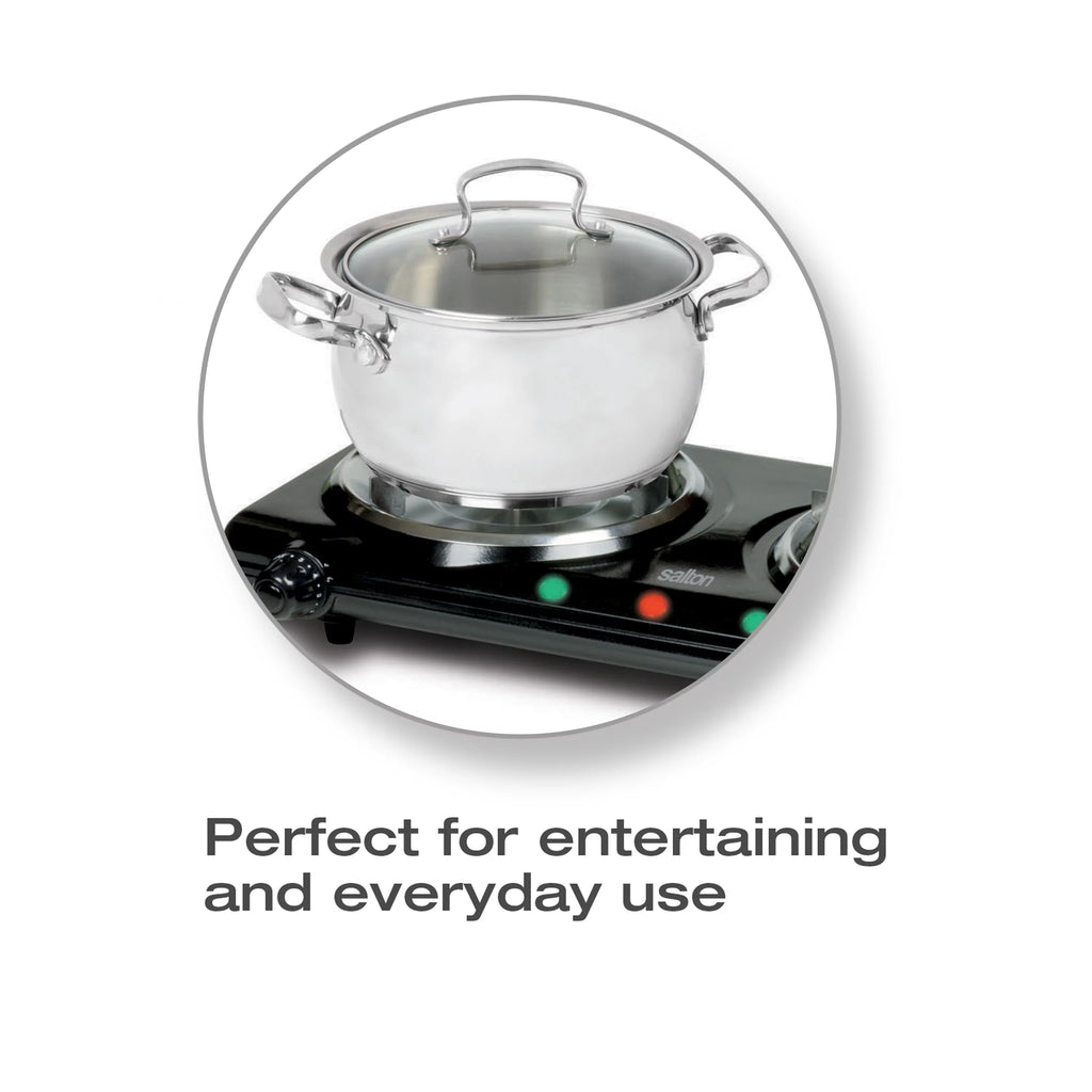 Black Portable Double Burner Cooktop C774773