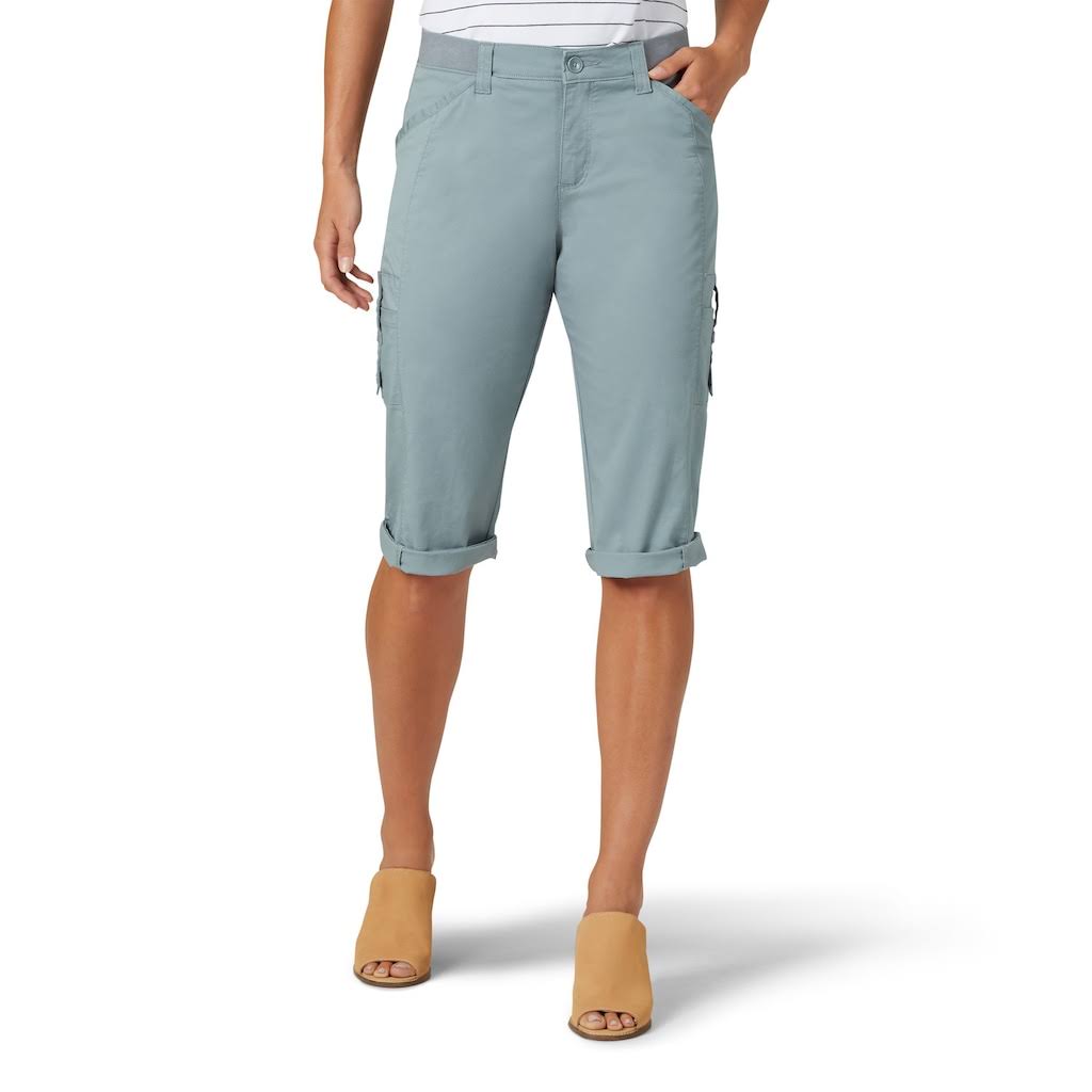 Grey Relaxed Fit Cargo Capris S130