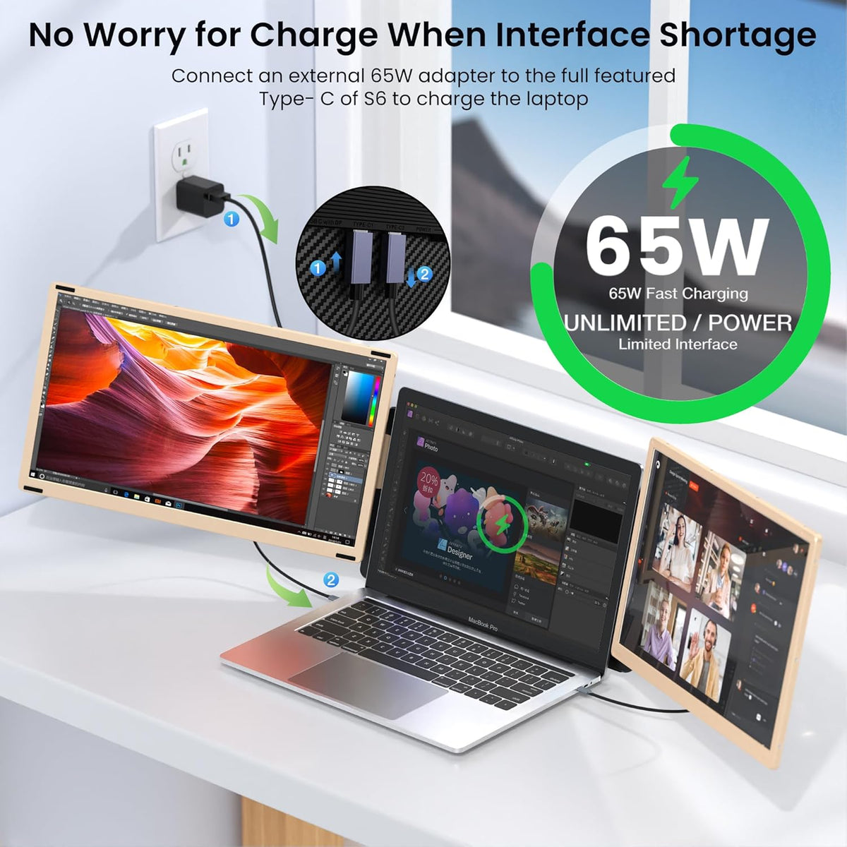 15.6’’ Portable Triple Monitor with 86% NTSC IPS FHD 1080P Display I39119