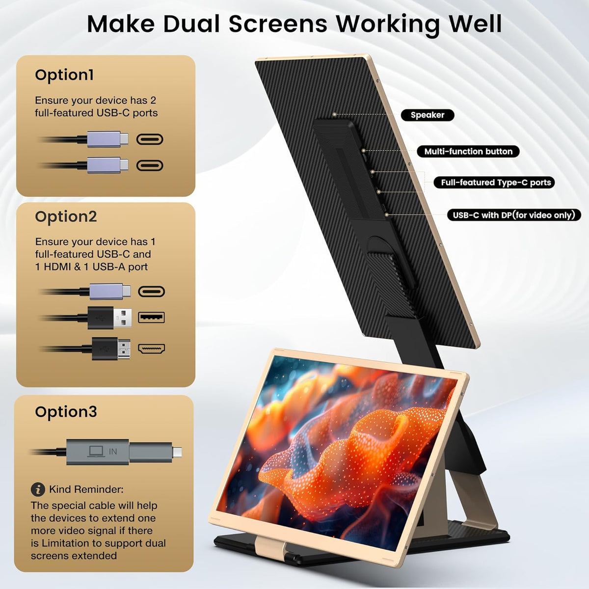 15.6’’ Portable Triple Monitor with 86% NTSC IPS FHD 1080P Display I39119