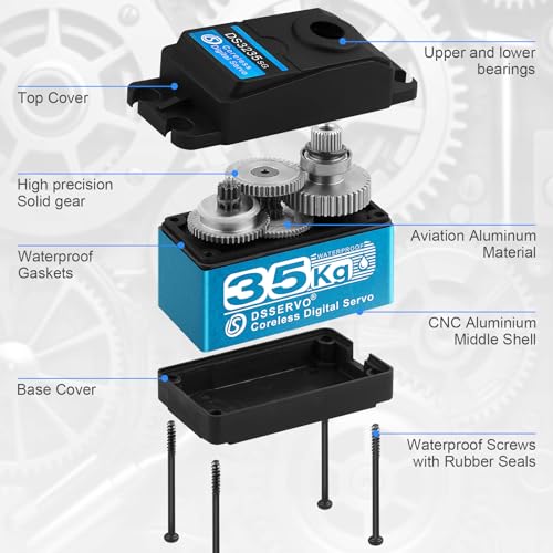35KG High Torque Coreless Motor Servo Waterproof Metal Gear Digital Stainless Steel Gear Servo with 25T Servo Arm G919824