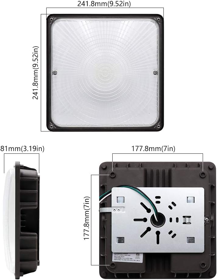 60W LED Canopy Light 5000K 8000 Lumens Waterproof Outdoor Rated J647581