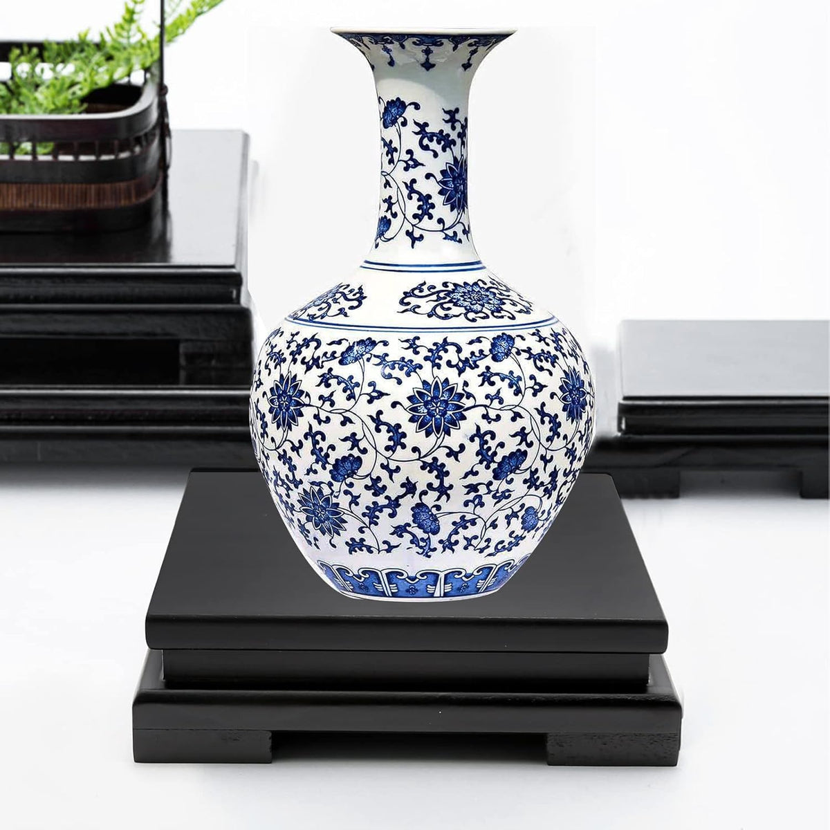 Square Wood Display Stand 6.7" W x 6.7" D x 1.7" H (Black) J672535