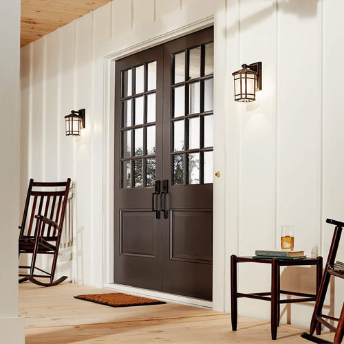 1 Light Outdoor Wall Light with Etched Linen Glass Q688