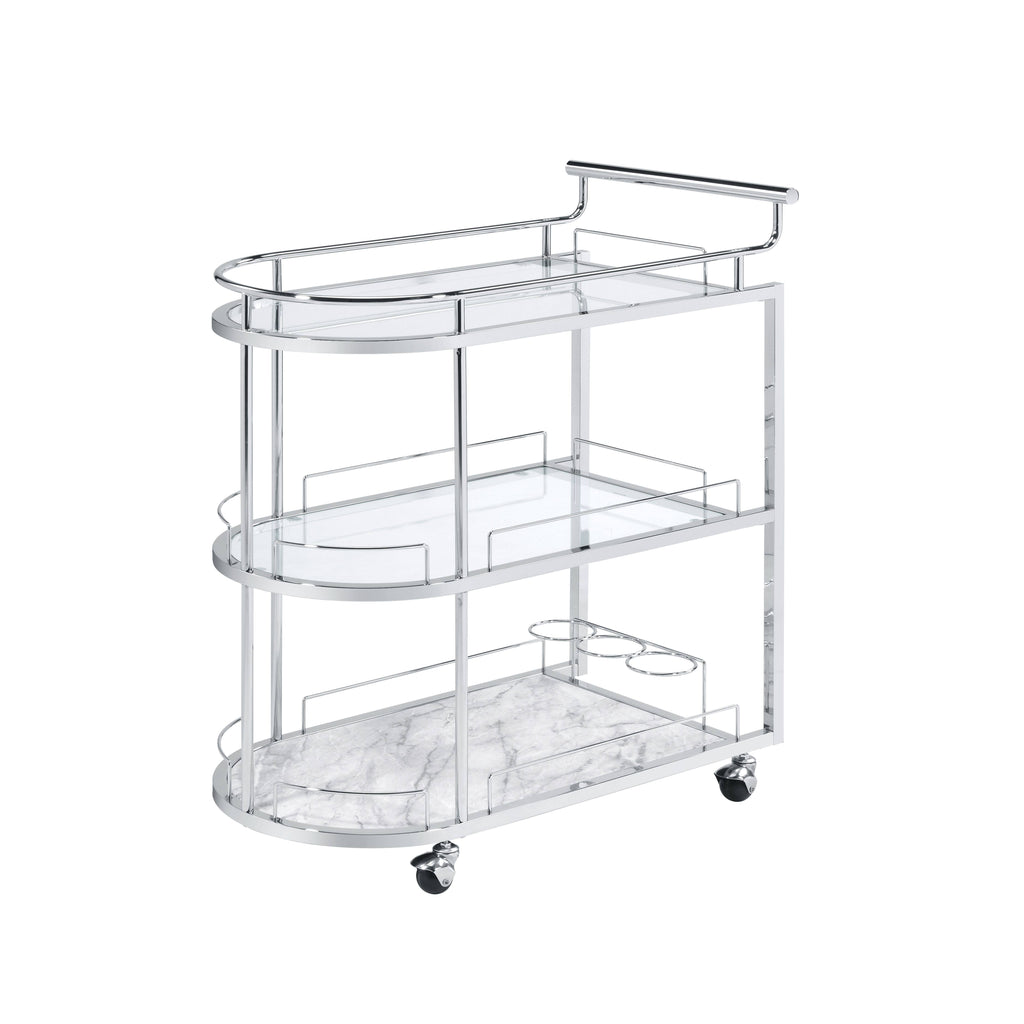 Glass and Chrome Serving Cart B33948
