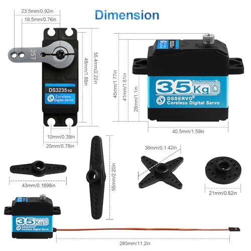 35KG High Torque Coreless Motor Servo Waterproof Metal Gear Digital Stainless Steel Gear Servo with 25T Servo Arm G919824