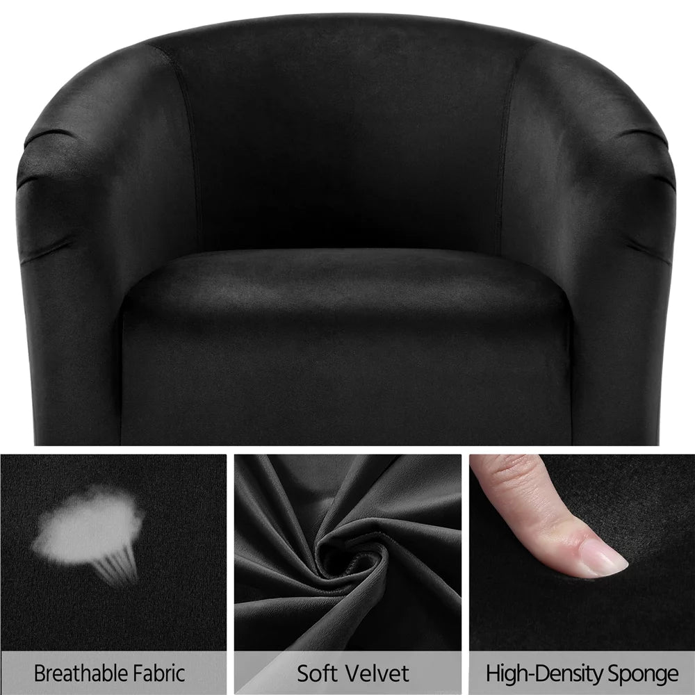 Black Velvet Barrel Accent Chair P61348