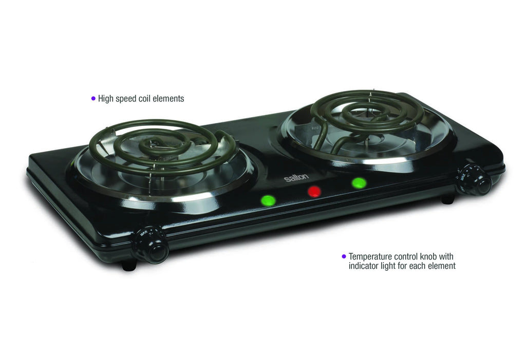 Black Portable Double Burner Cooktop C774773