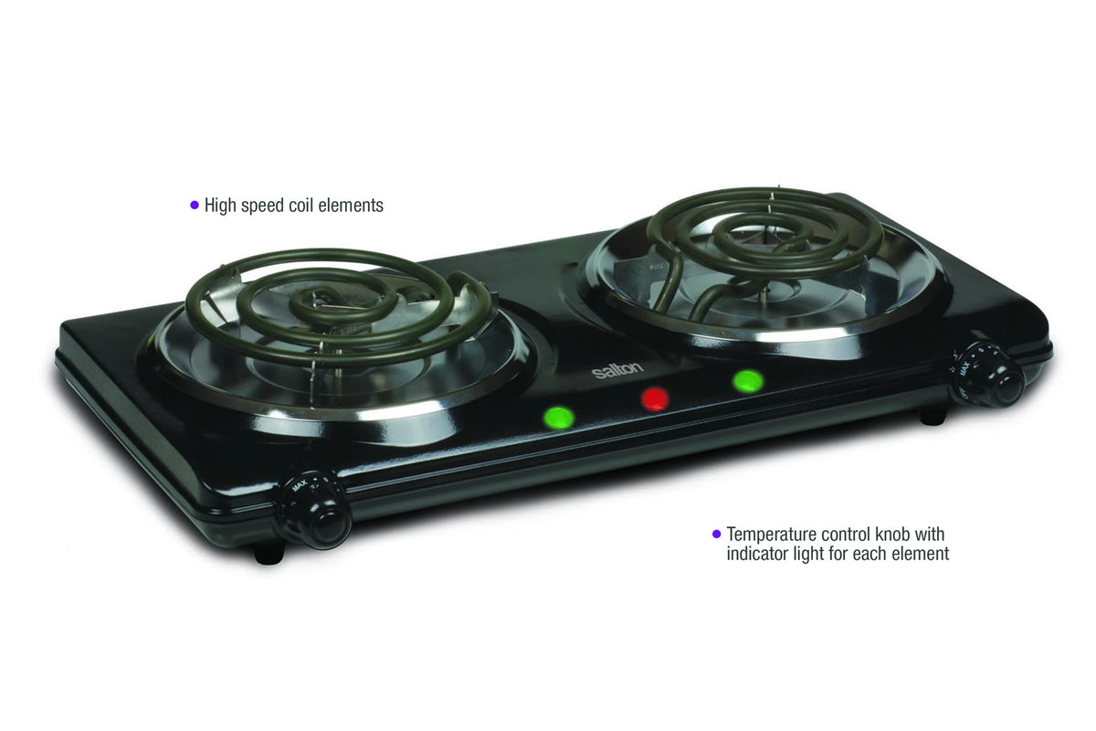 Black Portable Double Burner Cooktop C774773