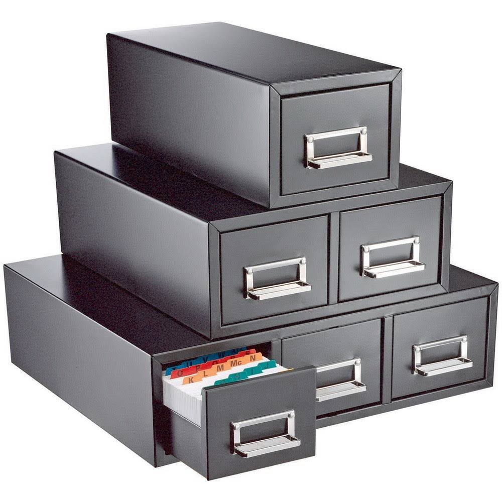 Black Steel Card Filing Cabinet H20904