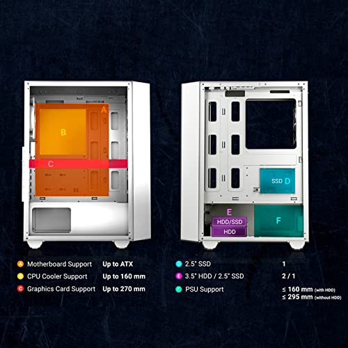 ATX Mid-Tower PC Computer Case with Tempered Glass Side Panel T615
