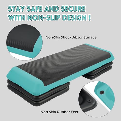 5 Levels Adjustable Height Exercise Step with 4 Stackable Risers M987