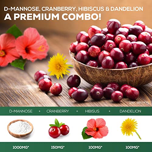 180 Capsules D-Mannose & Cranberry Extract 1350mg K2944