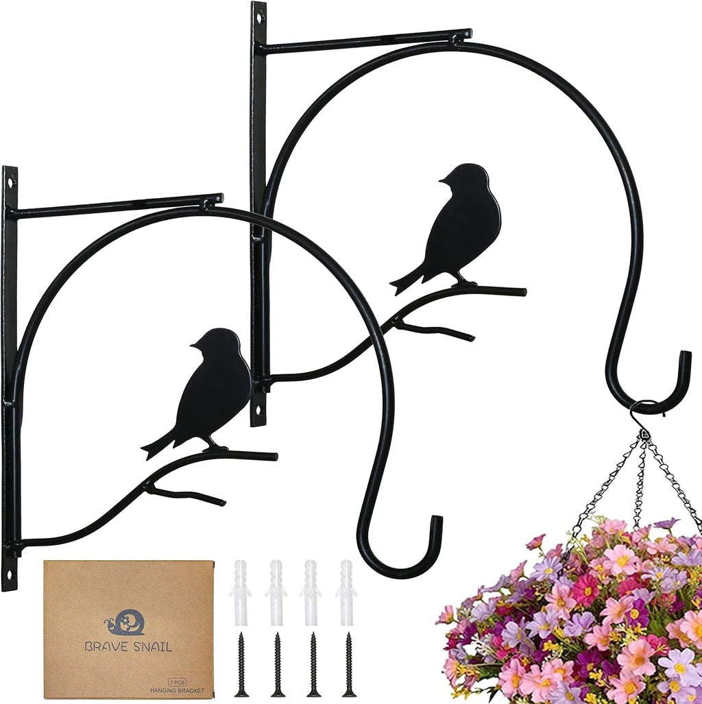 Black Metal 10 Inch 2 Pack Hanging Plant Bracket F240