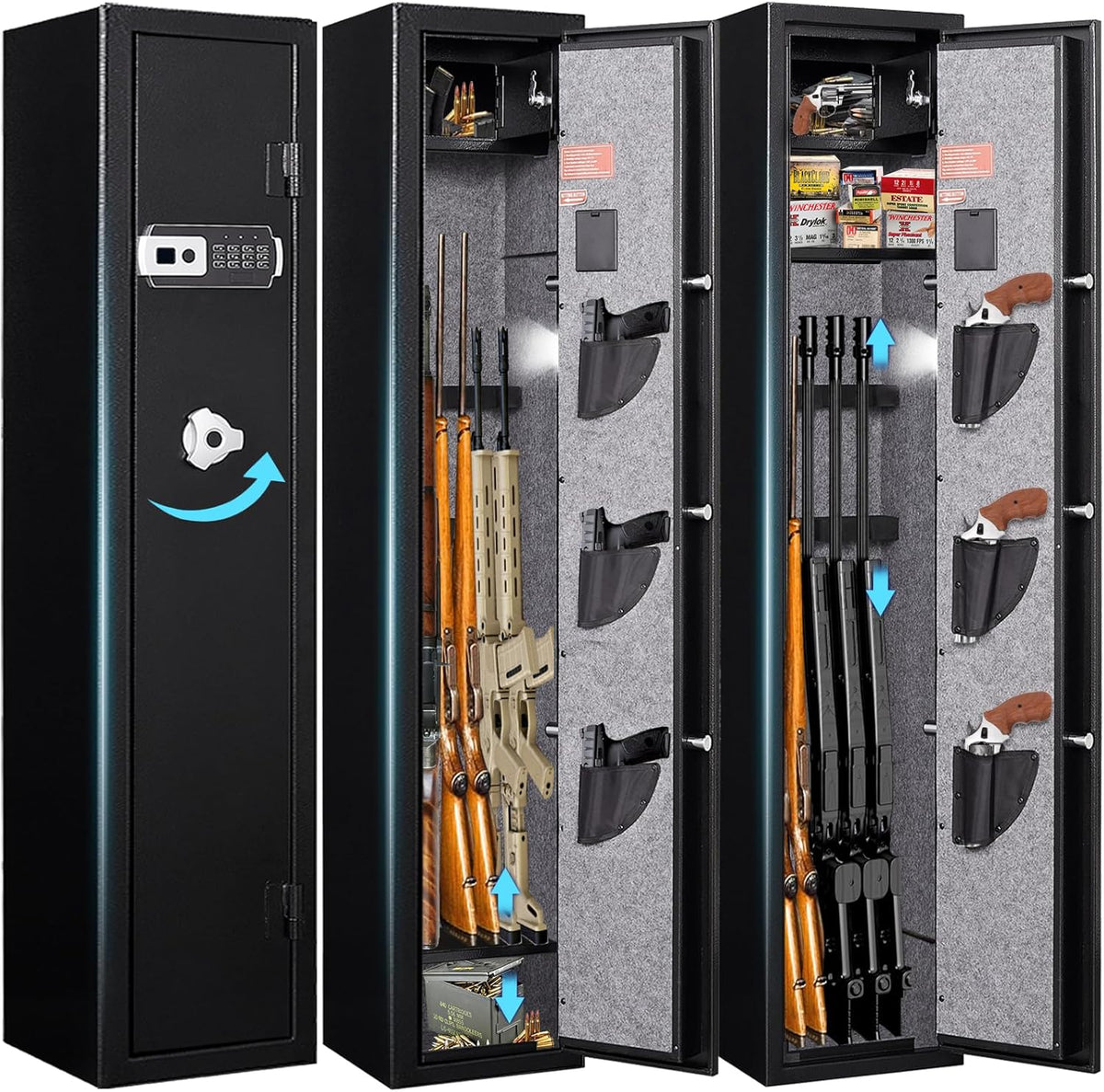 5-6 Gun Rifle Safe with Handgun Lock Box and Removable Shelf G453854