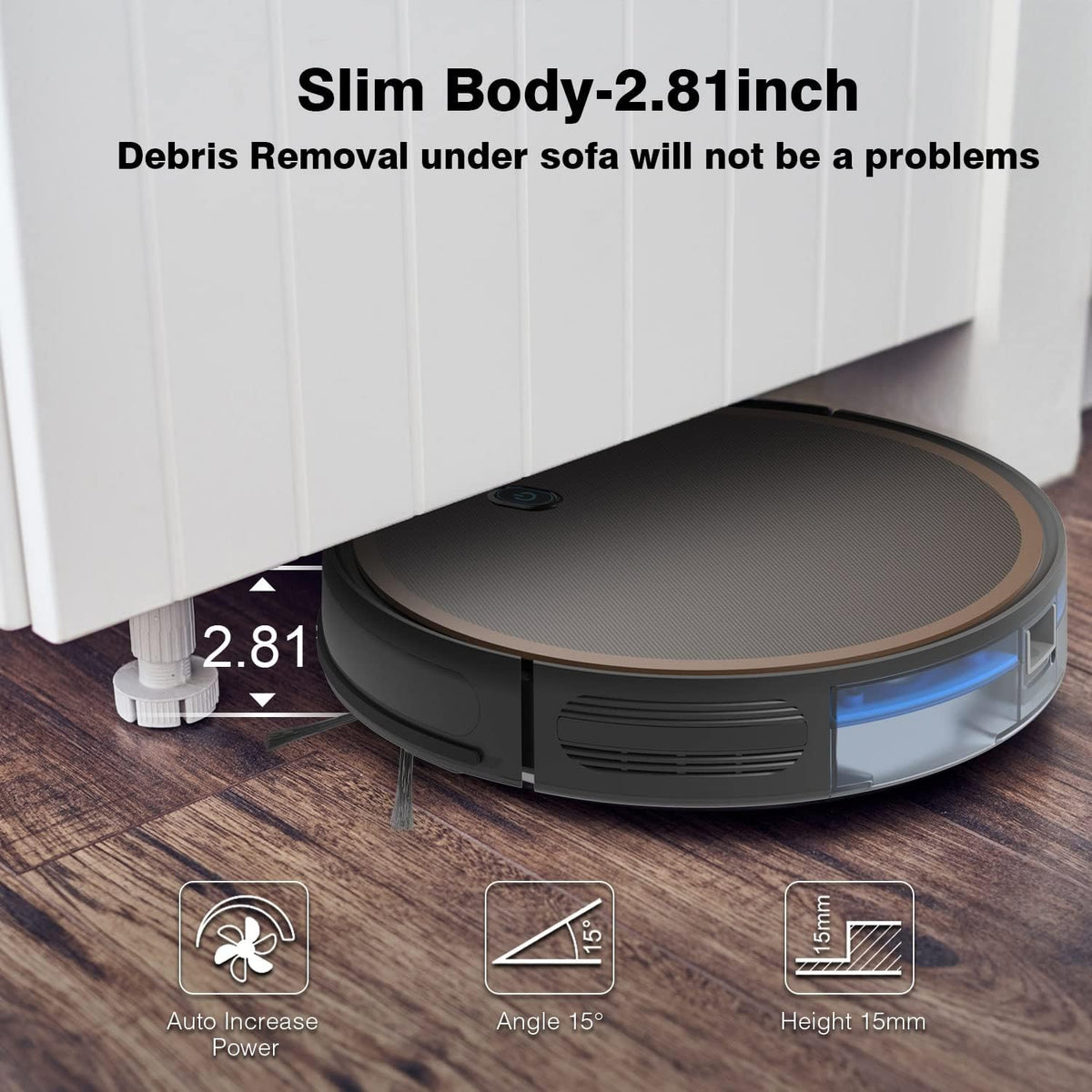 2000pa Suction Robotic Vacuum Cleaner with Boundary Strips J663053