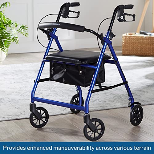 Red Lightweight Aluminum Rollator Walker with Seat and Wheels, 300 lbs Weight Capacity R6139