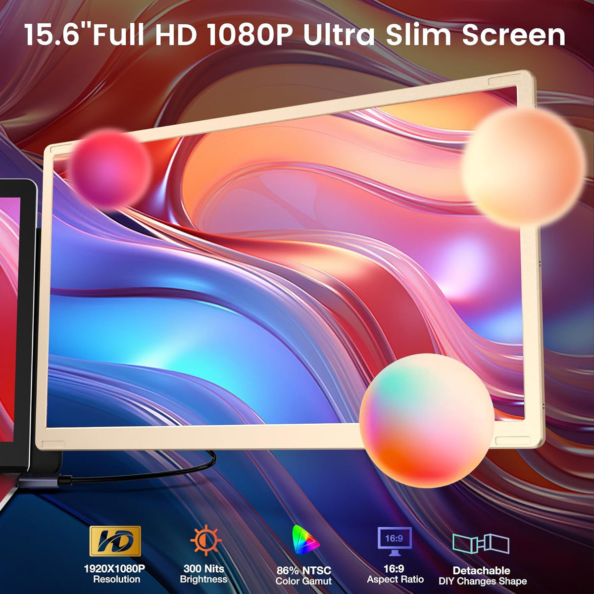 15.6’’ Portable Triple Monitor with 86% NTSC IPS FHD 1080P Display I39119