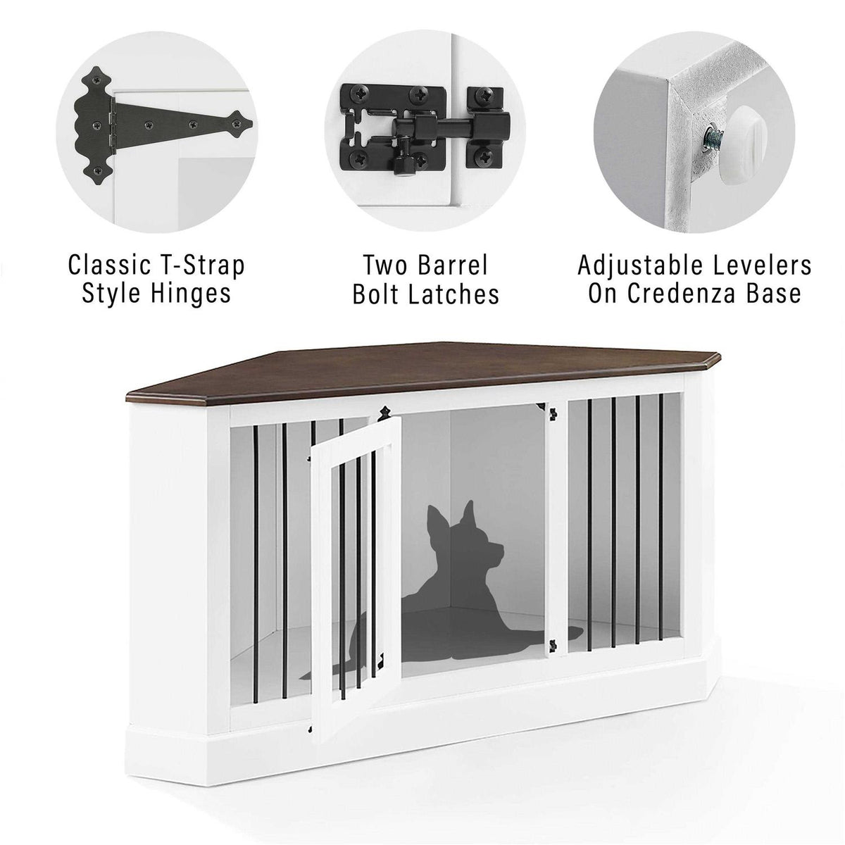 White Corner Credenza Dog Crate O4775