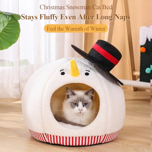 Snowman-Shaped Enclosed Cat Bed Cave with Washable Mat X522